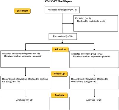 The effect of adding curcumin to sodium valproate in treatment of patients with bipolar disorder in the acute phase of mania: A randomized double-blind clinical trial